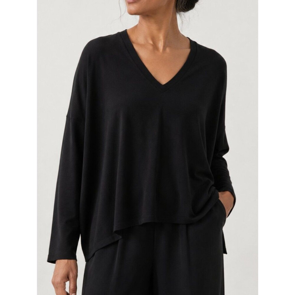 Vila Milano Black V-Neck Dolman Sleeve Knit Top Rayon Blend Size 3X NWT